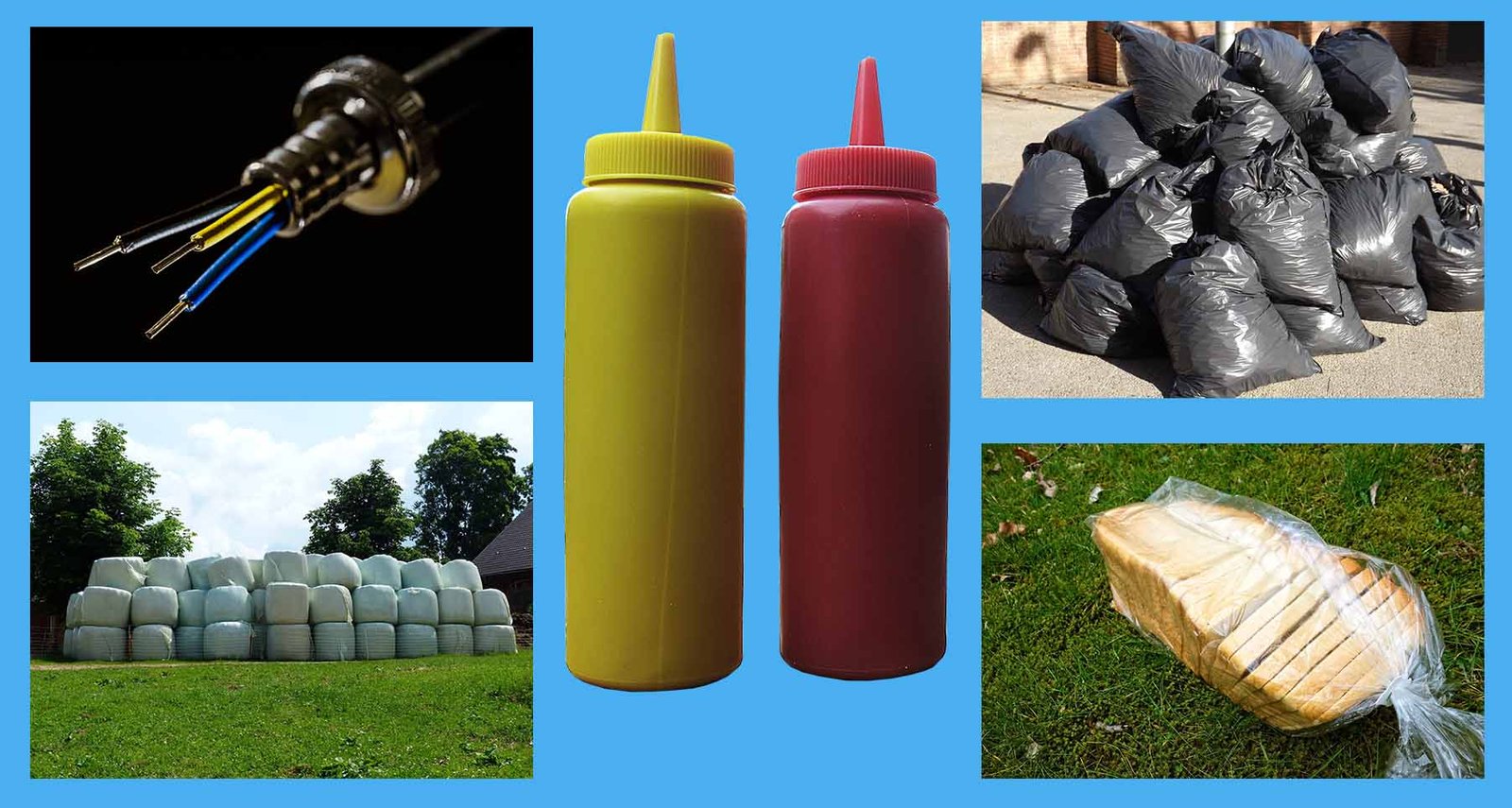 A montage to show the uses of LDPE.